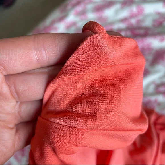 Selfie Leslie Shea Square Neckline Ruched Mini Dress Orange Medium US 6 - Picture 7 of 8